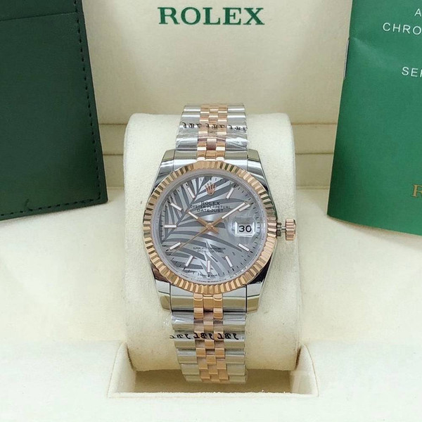 High quality replica Plain jane Rolex Datejust two tone Rosegold Palm leaf with Jubilee band