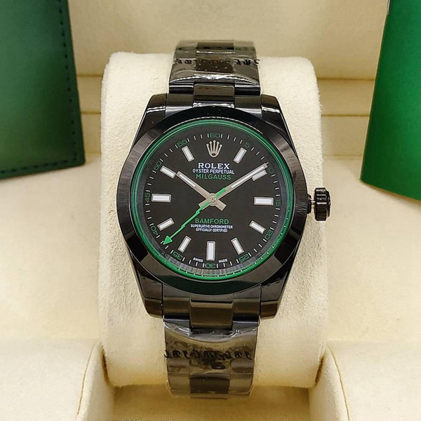 buy High quality replica plain Jane Rolex Milgauss Bamford full black with smooth bezel oyster band replica from hypereptime Rolex