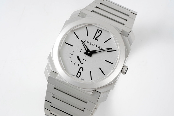 Super clone replica plain jane Bulgari Octo Finissimo silver watch