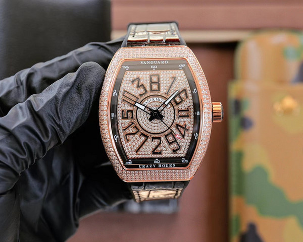 High quality replica iced out Franck Muller FM Vanguard Yachting V45 yacht moissanite vvs diamond rosegold watch