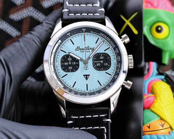 Super clone replica plain jane Breitling Avengers series blue dial leather strap watch