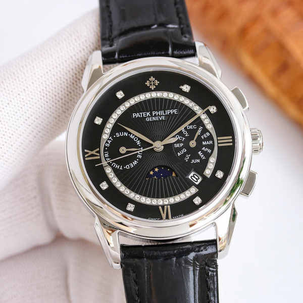 buy Super clone replica plain jane Patek Philippe Black strap white/black watch (select colorway) replica from hypereptime Patek