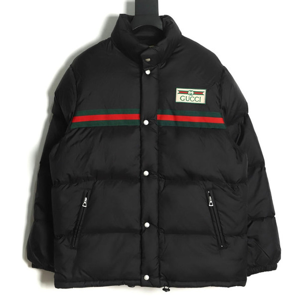 buy High quality replica UA  Gucci 22ss red and green webbing down jacket replica from hypereptime Gucci