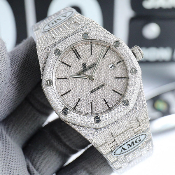 buy High quality replica iced out Audemar Piguet moissanite vvs diamond silver watch replica from hypereptime Audemars Piguet