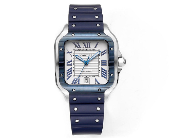 buy Super clone replica Cartier Santos Skeleton AF1 Series blue silver watch replica from hypereptime Cartier