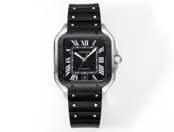 buy Super clone replica Cartier Santos Skeleton AF1 Series black silver watch replica from hypereptime Cartier
