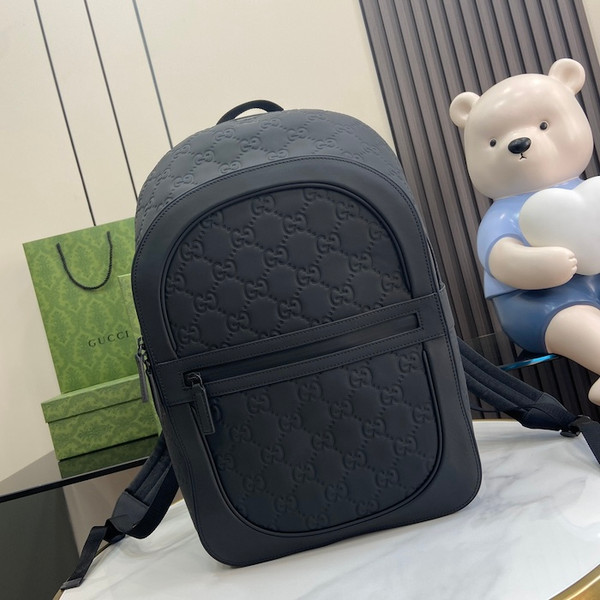 Buy High Quality Replica UA Gucci Black GG rubber-effect leather Backpack from HypeRepTime, best replica designer brand website