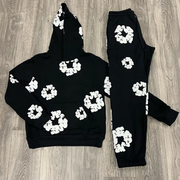 Buy High quality replica UA Denim Tears-Wreath Graphic Black Pullover Hoodie Tracksuit & Sweatpants from HypeRepTime, best replica designer brand website