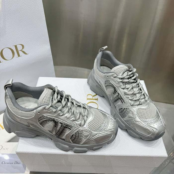 buy High Quality Replica UA  Dior Chrono Sneaker Gray Mesh with Silver Tone Laminated Sneaker replica from hypereptime DIOR