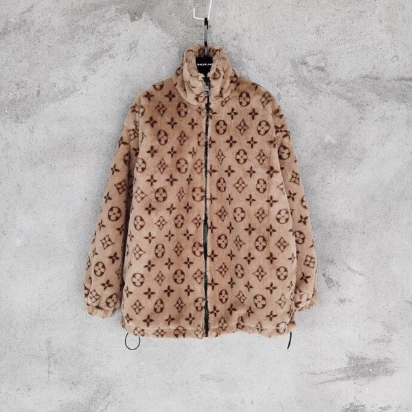 Buy High quality replica UA LV Monogram Lamb Wool Coat from HypeRepTime, best replica designer brand website