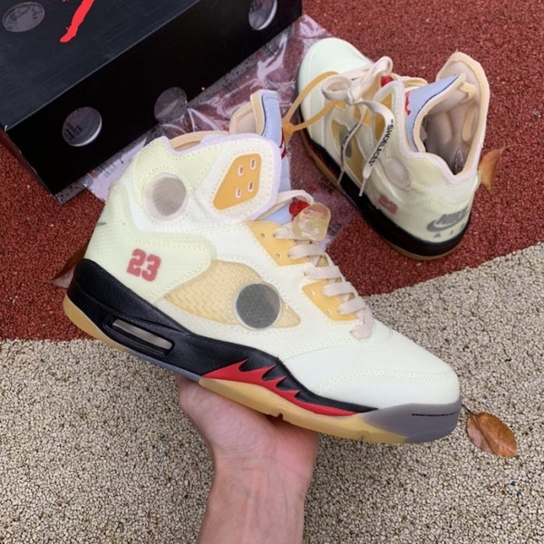 Buy High quality replica UA  Off-White x Air Jordan 5 Sail Sneaker from HypeRepTime, best replica designer brand website