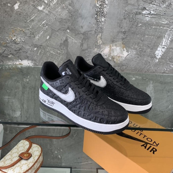 buy High quality replica UA Louis Vuitton x Nike Air Force 1s in Black, Sneaker replica from hypereptime LV