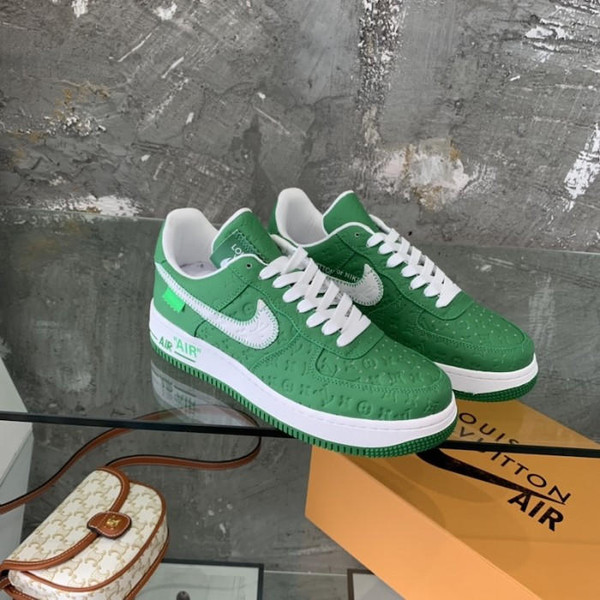 buy High quality replica UA Louis Vuitton x Nike Air Force 1s in Green, Sneaker replica from hypereptime LV