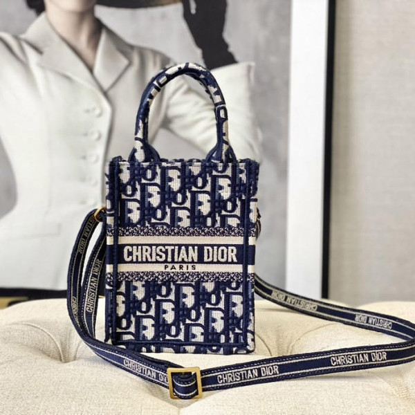 buy High quality replica UA Mini Dior Book Tote Blue Dior Oblique Embroidery, Phone Bag replica from hypereptime DIOR
