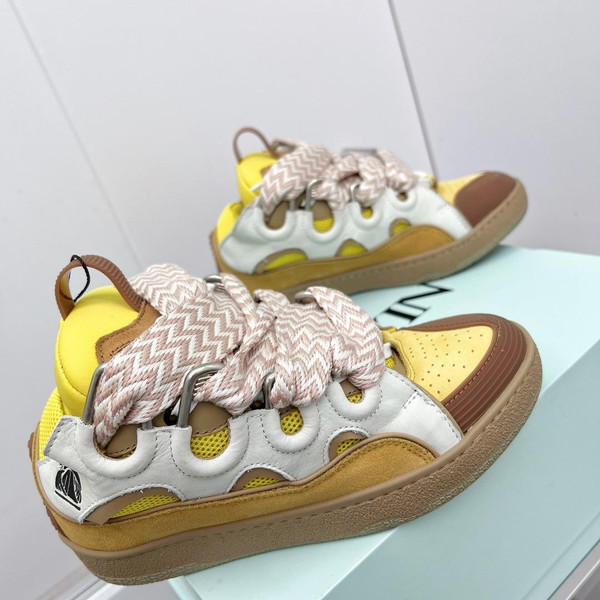High Quality Replica UA Lanvin Leather Curb Yellow Sneaker