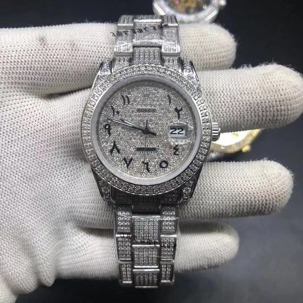 buy Iced out replica moissanite diamond rolex date just watch (PICK STYLE/COLOR) replica from hypereptime Rolex