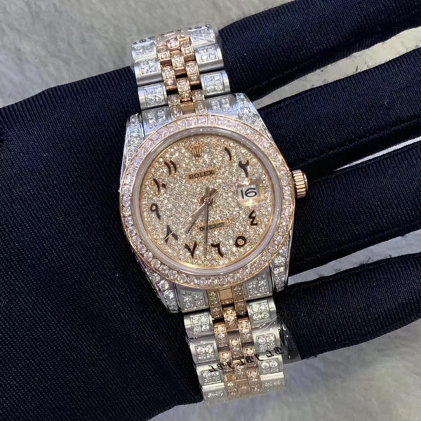 buy fully Iced out replica moissanite diamond bust down clone Rolex date just watch (PICK COLORWAY/STYLE) replica from hypereptime Rolex