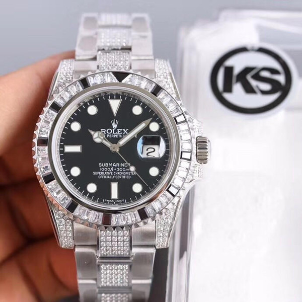 buy High quality Iced out replica moissanite rainbow diamond bezel rolex submariner watch (Pick color) replica from hypereptime Rolex