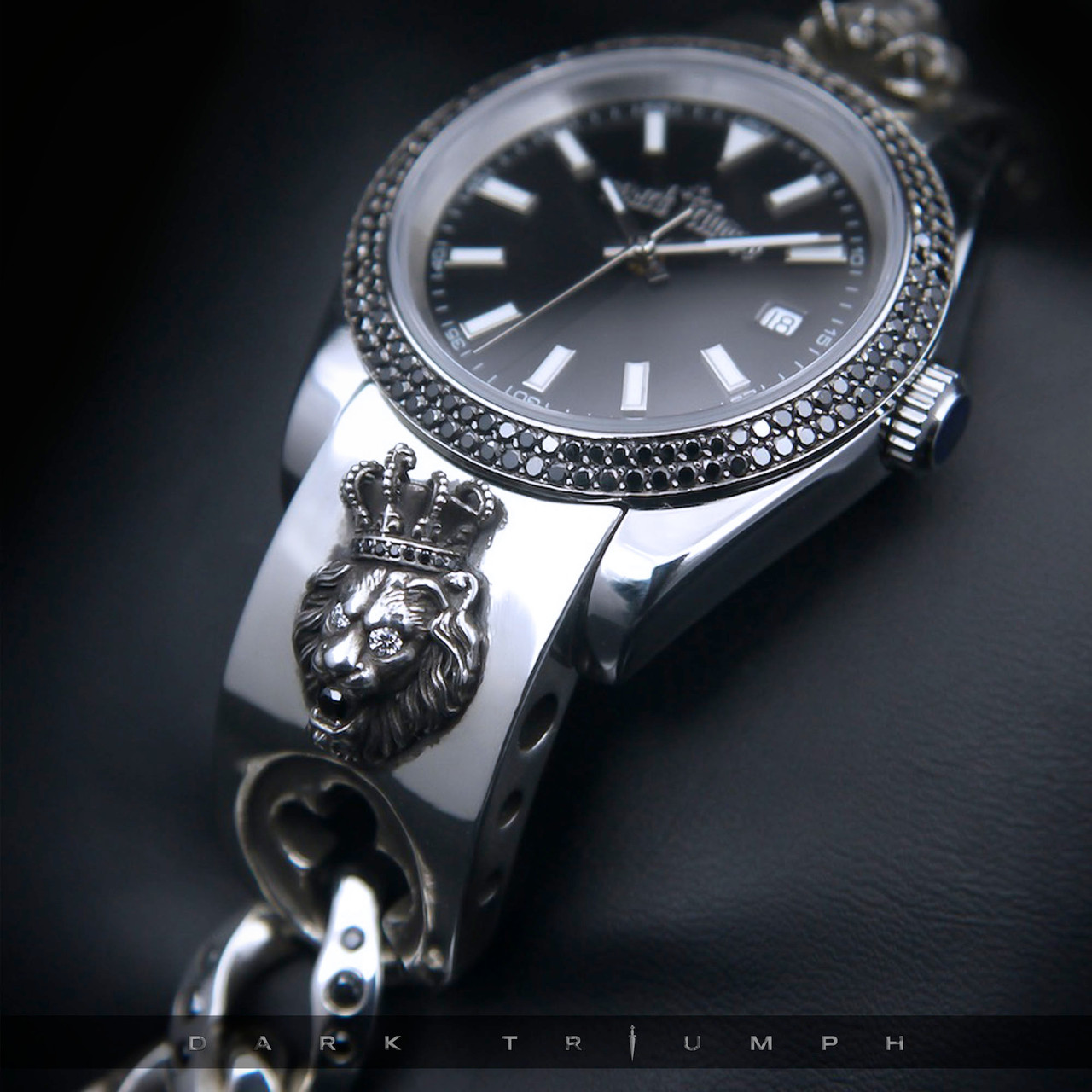 Luxurman Men's Black Diamond Cuban Link Bracelet in Sterling Silver 8mm  Wide 407160