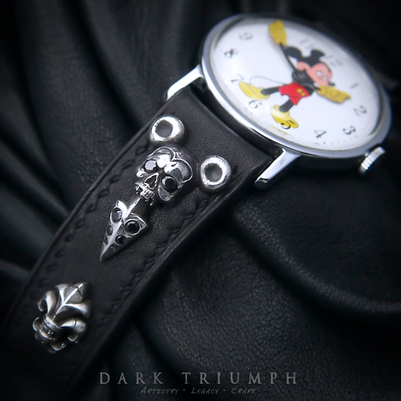 Mickey Mouse Watches | Custom Sterling Silver Skull Fleur 