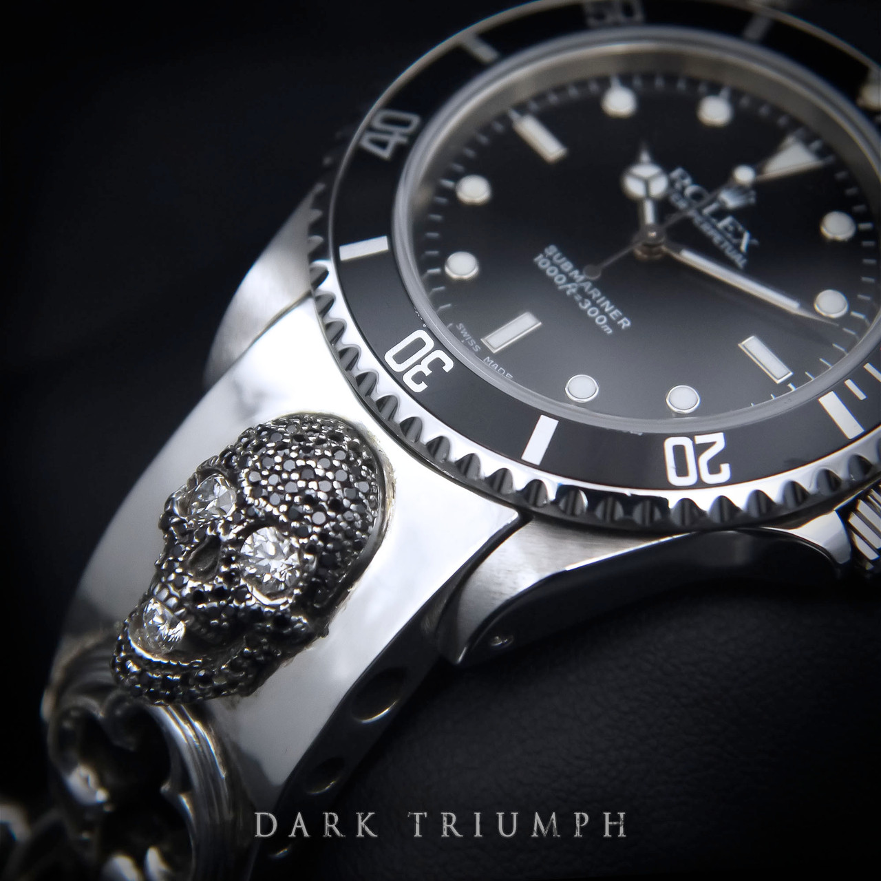 Rolex Watches | Diamond Skull Sterling Silver Bracelet