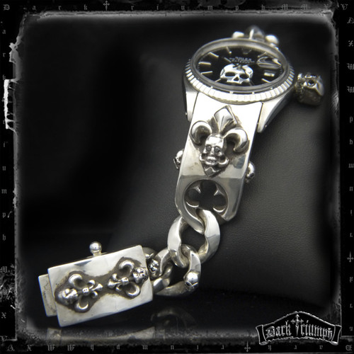 Vintage Rolex Watches | Sterling Silver Black Diamond Fleur Bracelet