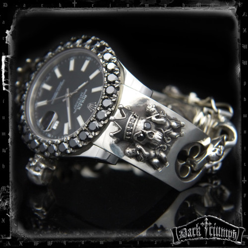 Custom Louis Vuitton Watch  Sterling Silver Fleur Cross Skull