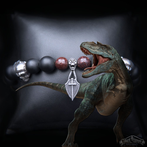Scarred Eye Skull Dinosaur Fossil Bead Bracelet