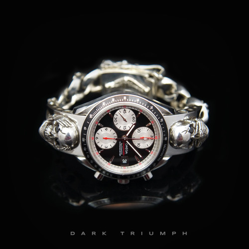 Omega Chronograph Watches | Diamond Sterling Silver Skull Bracelet
