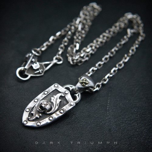 Diamond Shield Pendant Necklace in Sterling Silver