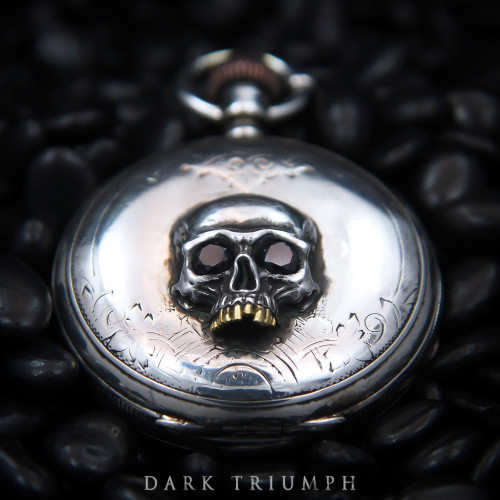 Dark Triumph Watch | Diamond Skull Sterling Gold Chain Fob