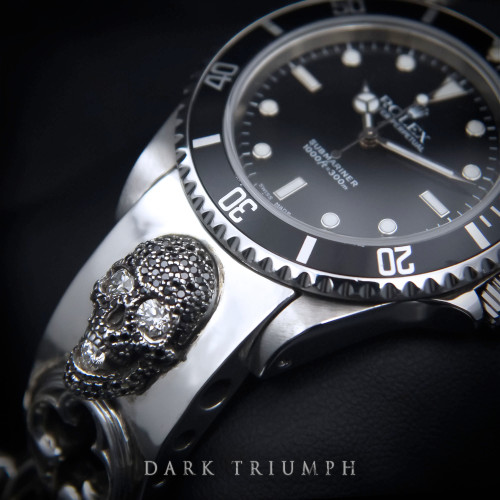 Vintage Rolex Submariner – Sterling Silver & Diamond Skull Relic Bracelet | VESTIGE XXV Vintage Rolex Submariner – Sterling Silver & Diamond Skull Relic Bracelet | VESTIGE XXV