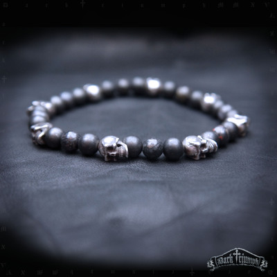 iDrip — Matte Black w/ Swarovski Crystal Two Skull Bracelet