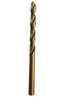 Leo Hardware M42 cobalt drill bit made with 8% cobalt for drilling stainless steel and hardened metals, shown in full profile.