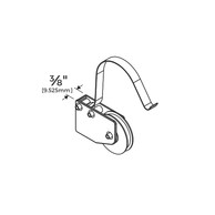 Technical drawing, dimensions, sizes, specifications for sliding screen door roller with 1-1/8" diameter steel ball bearing wheel.