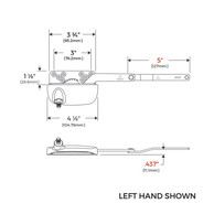 Technical image of Truth 15.18 Ellipse Dyad Casement Window Operator with 5" Link Arm