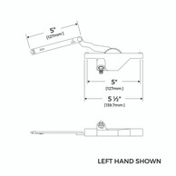 Truth 23.46 left-hand Dyad casement window operator in white with 5" link arm.