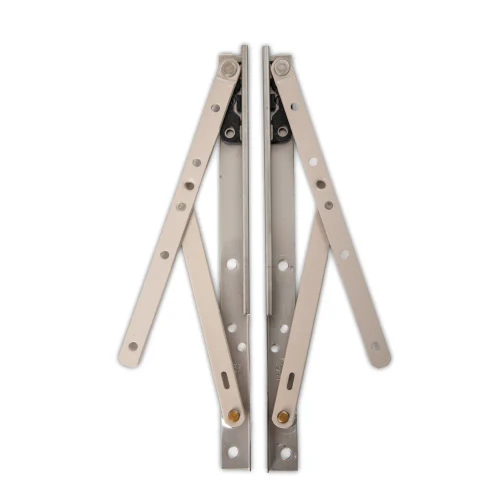 Truth 14.05 adjustable concealed casement window hinge with 10" stainless steel track and steel support arms.