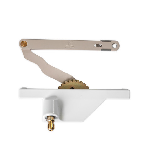 Truth 23.46 left-hand Dyad casement window operator in white with 5" link arm.