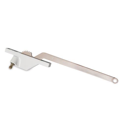 Truth 23.00 left hand single arm casement window operator with 9.5-inch link arm, rear-mount version, commercial-grade design.