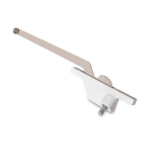 Truth 23.00 right hand single arm casement window operator with 9.5-inch link arm, rear-mount version, commercial-grade design.