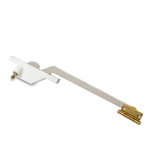 ACME rear mount single arm awning window operator with brass slider and powder-coated zinc alloy housing.