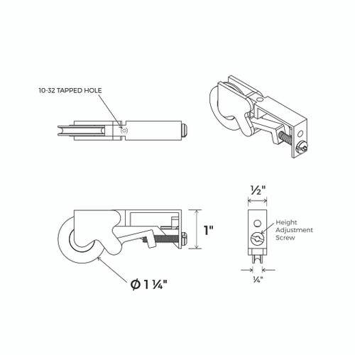 Patio Door Roller (Single Wheel, 1/2” Width, 1-1/4” Diameter)