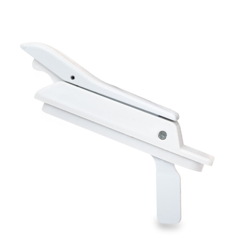 Multi-point casement window locking handle with 84mm screw spacing.