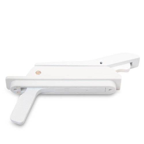Multi-point casement window locking handle with 84mm screw spacing.