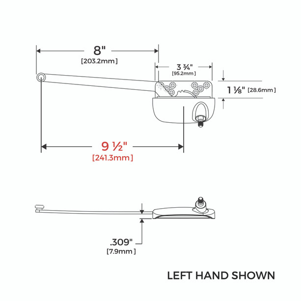 Truth Ellipse (15 Series) Single Arm Casement Operator 9-1/2" Arm (Right Hand)