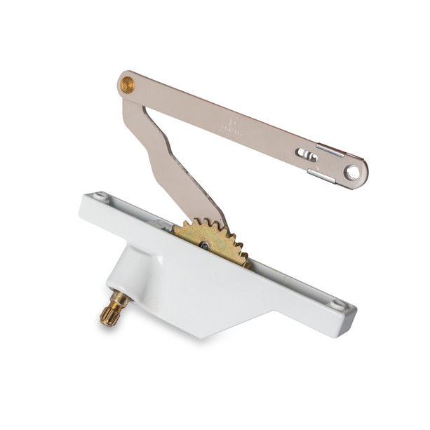 Truth 23.46 left-hand Dyad casement window operator in white with 5" link arm.