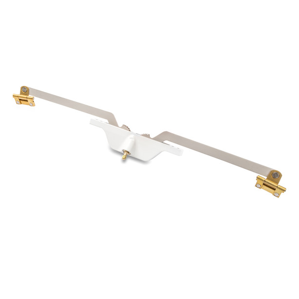 An image of ACME giant case rear-mount awning window operator with brass pivot sliders, zinc die-cast housing, and dual-coated gear arms.