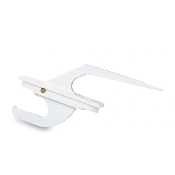 Leo Hardware single point vinyl casement window lock handle with powder-coated finish and white nylon housing.