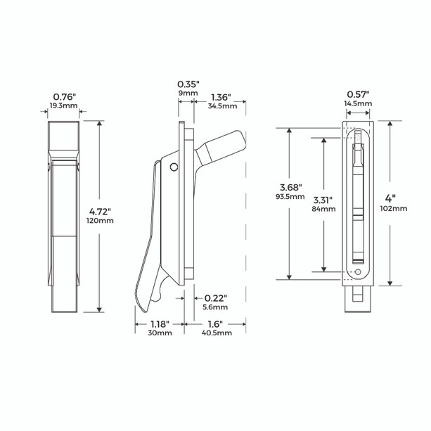 Multi-point casement window locking handle with 84mm screw spacing.